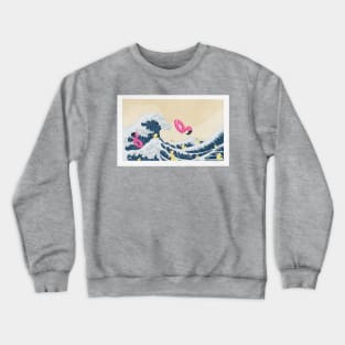 Big Wave vs. Rubber duck and flamingo Crewneck Sweatshirt